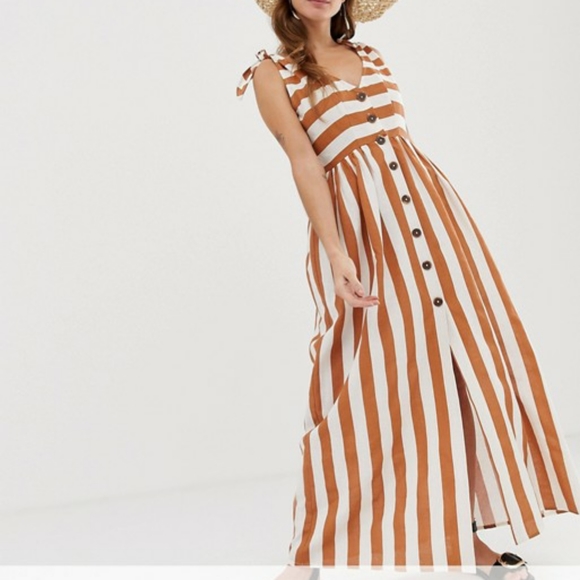 asos orange and white striped dress